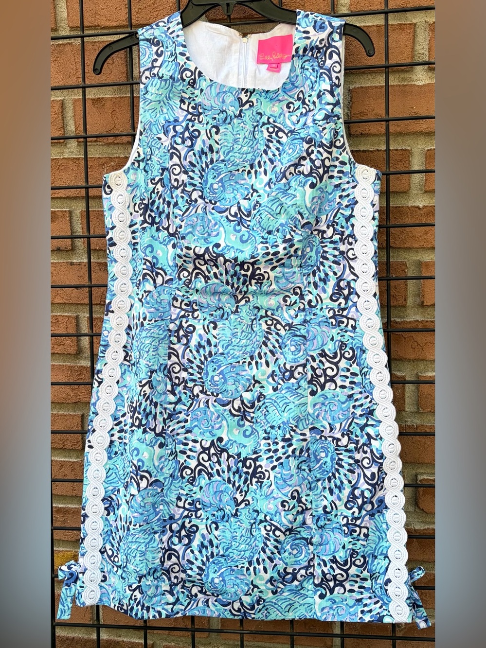 Lilly Pulitzer Blue Aqua Floral Swim Cover-Up with White Trim